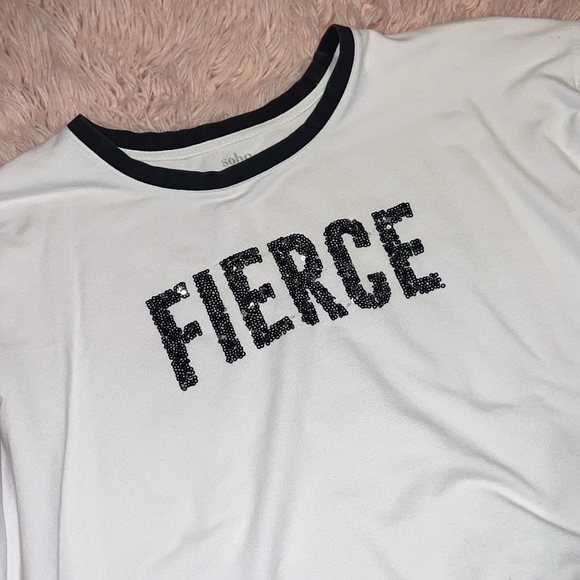 Size large slouchy white seater with fierce on the front - Picture 2 of 7